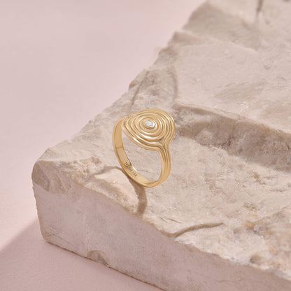 Diamond Swirl Signet Ring in Gold