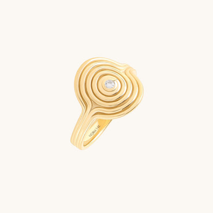Diamond Swirl Signet Ring in Gold