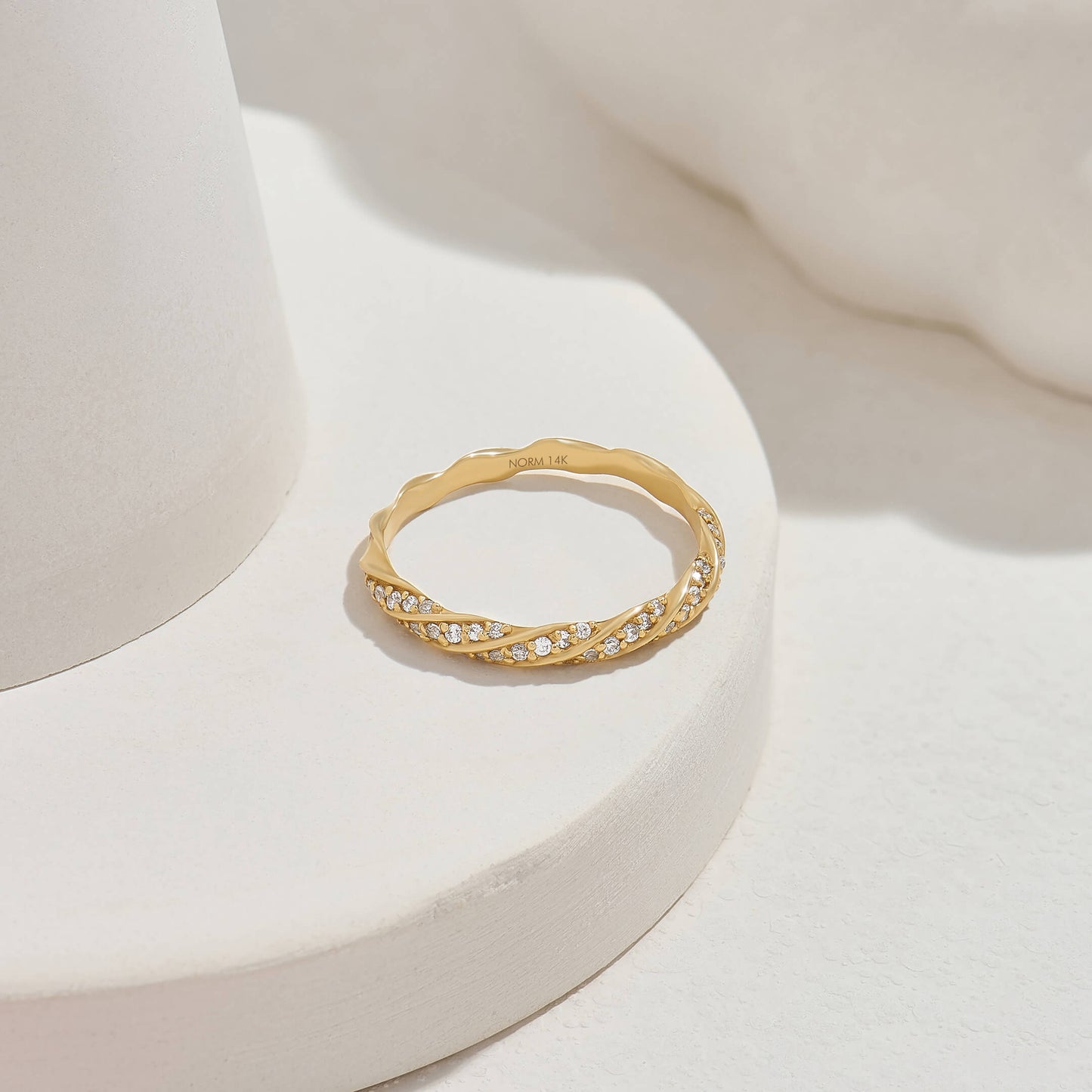 Diamond Twisted Half Eternity Wedding Ring in Gold