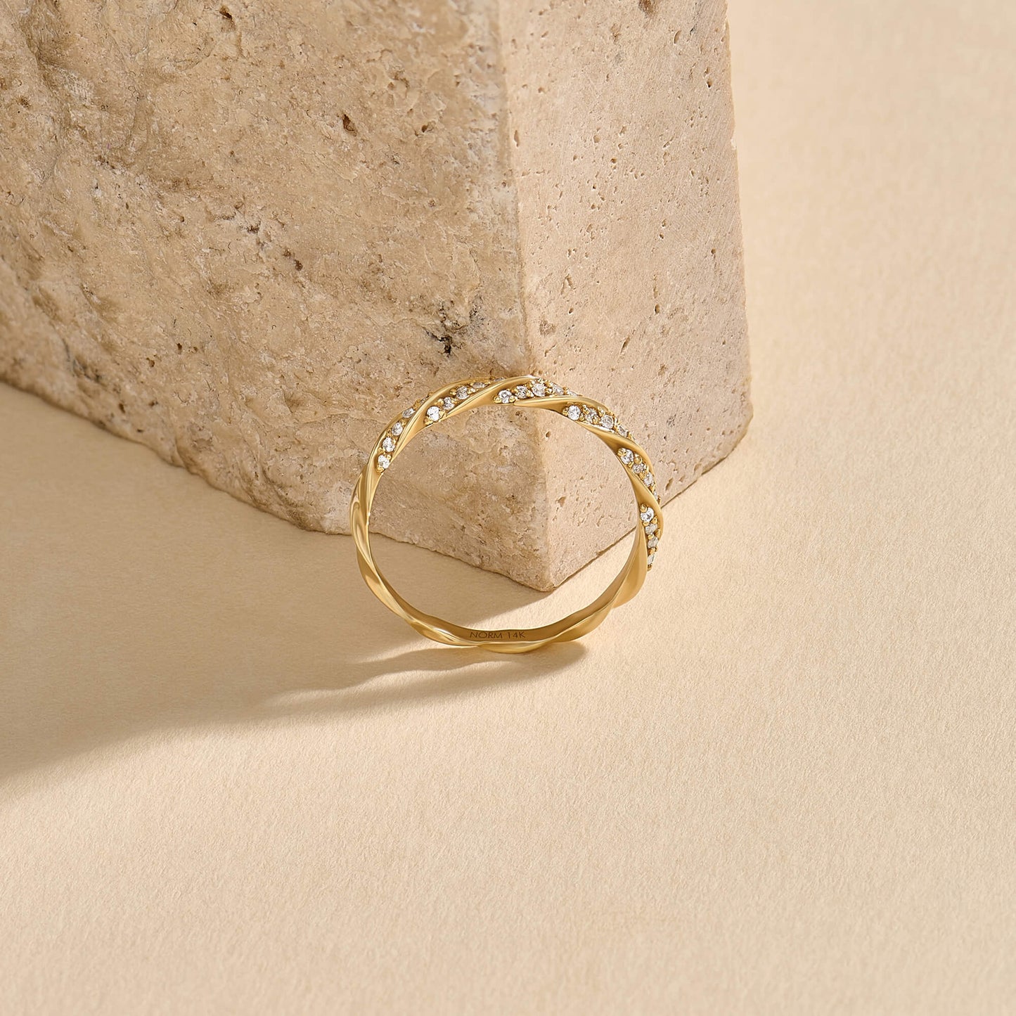 Diamond Twisted Half Eternity Wedding Ring in Gold