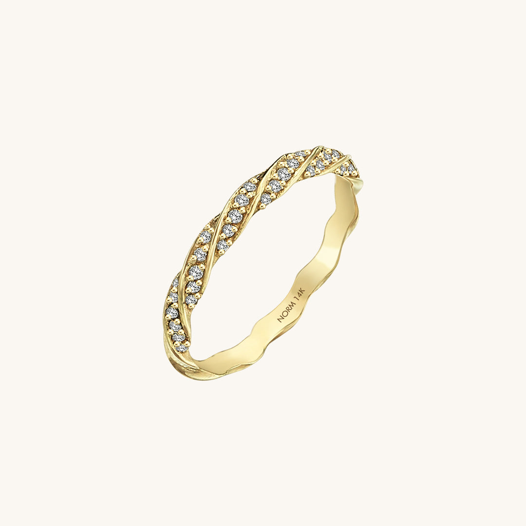 Diamond Twisted Half Eternity Wedding Ring in Gold