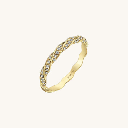 Diamond Twisted Half Eternity Wedding Ring in Gold