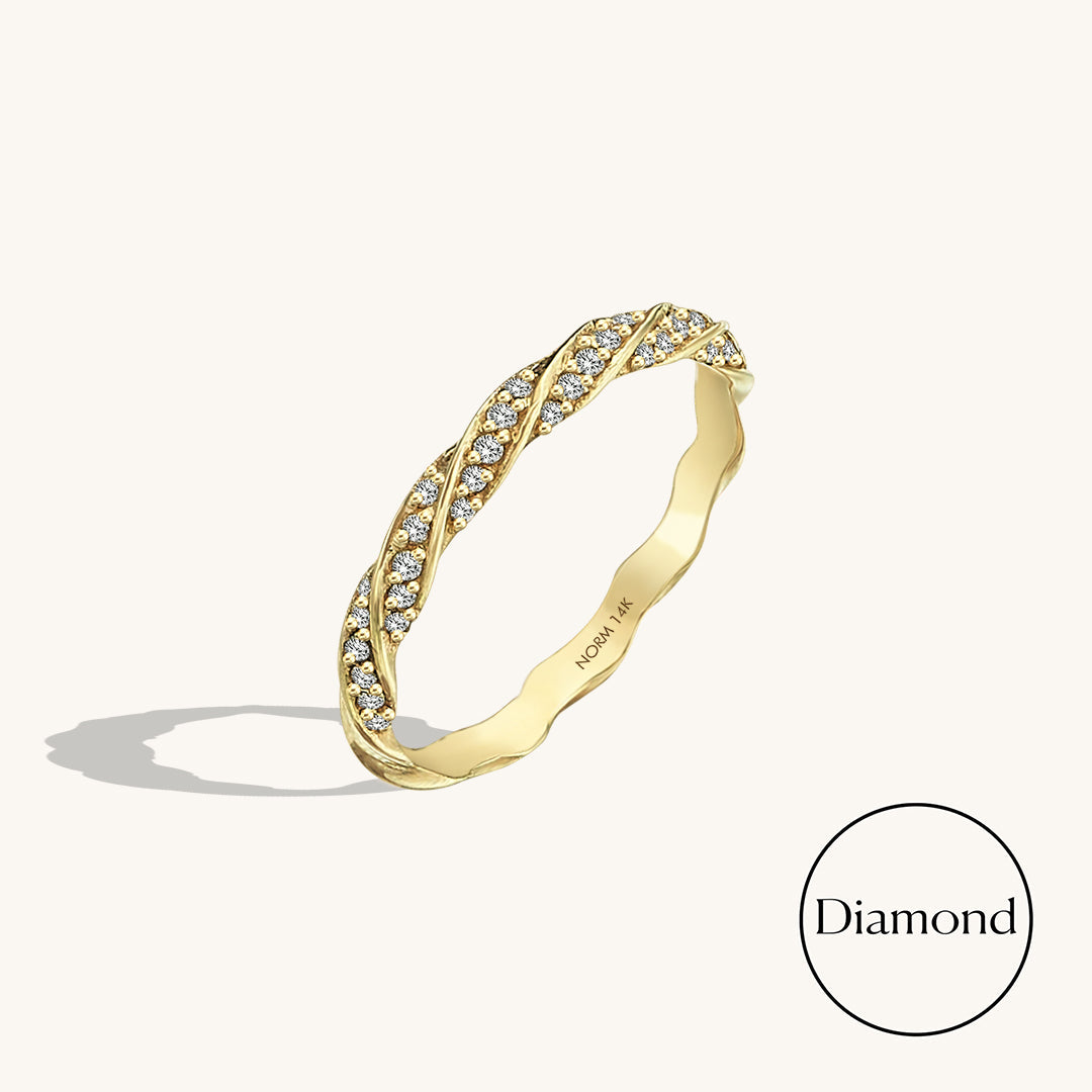 Diamond Twisted Half Eternity Wedding Ring in Gold