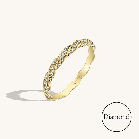 Diamond Twisted Half Eternity Wedding Ring in Gold