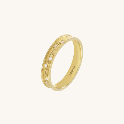 Diamond Vine Band Ring in Gold