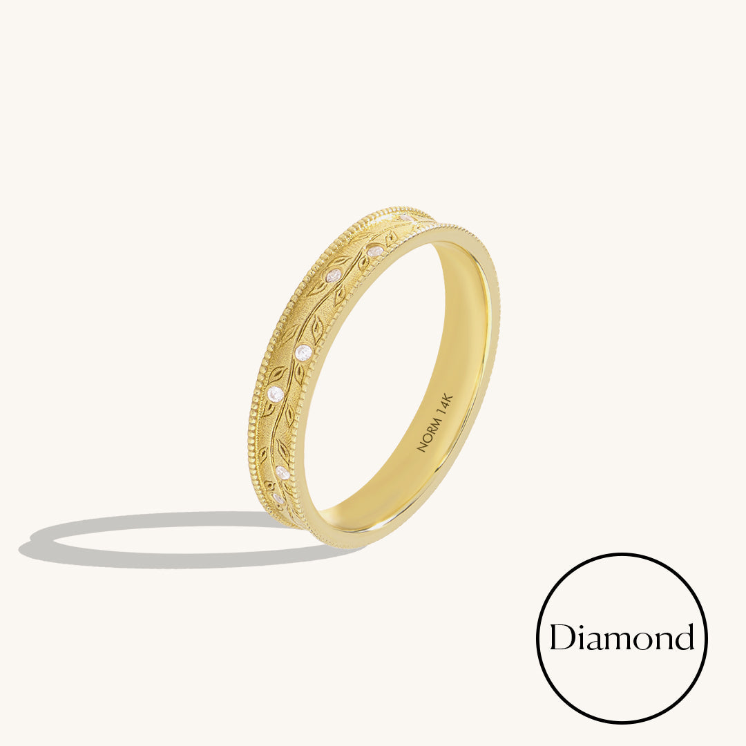 Diamond Vine Band Ring in Gold