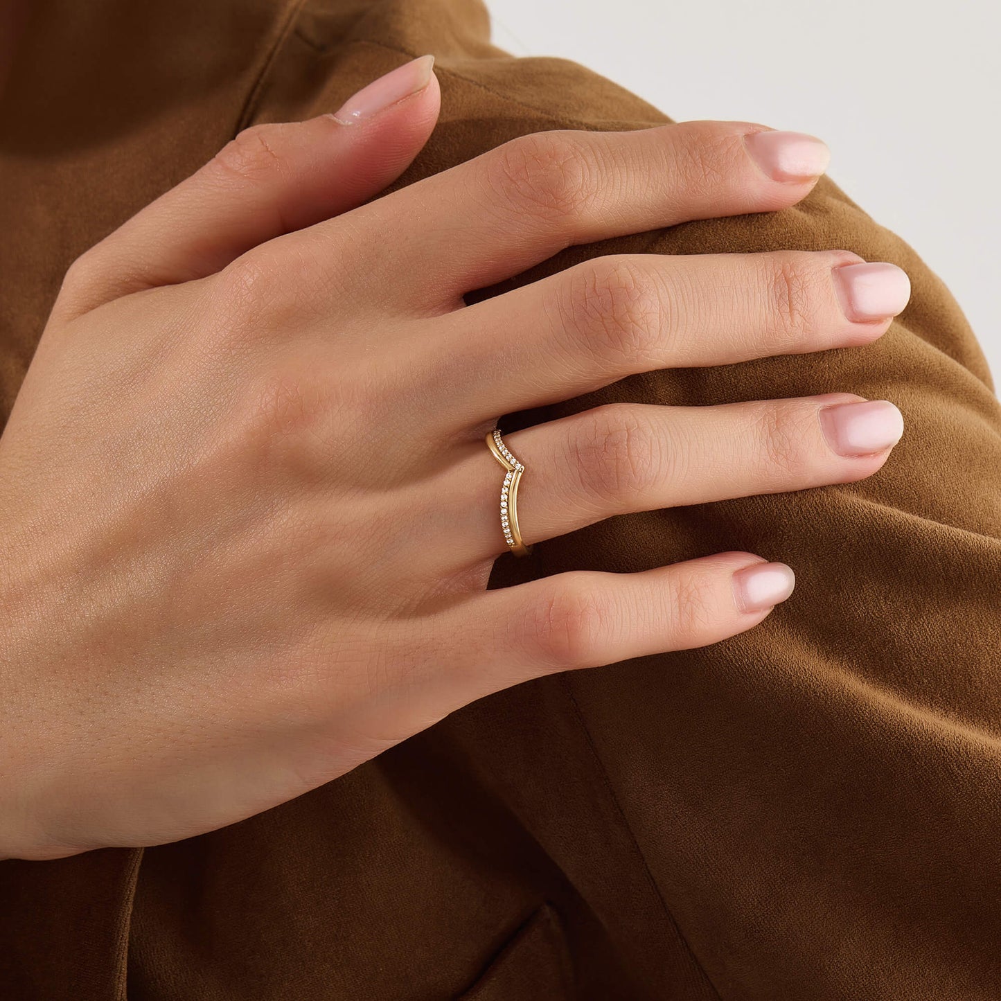 Diamond Double Chevron Ring in Gold