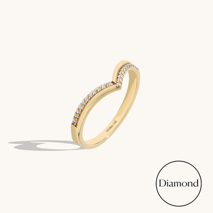 Diamond Double Chevron Ring in Gold