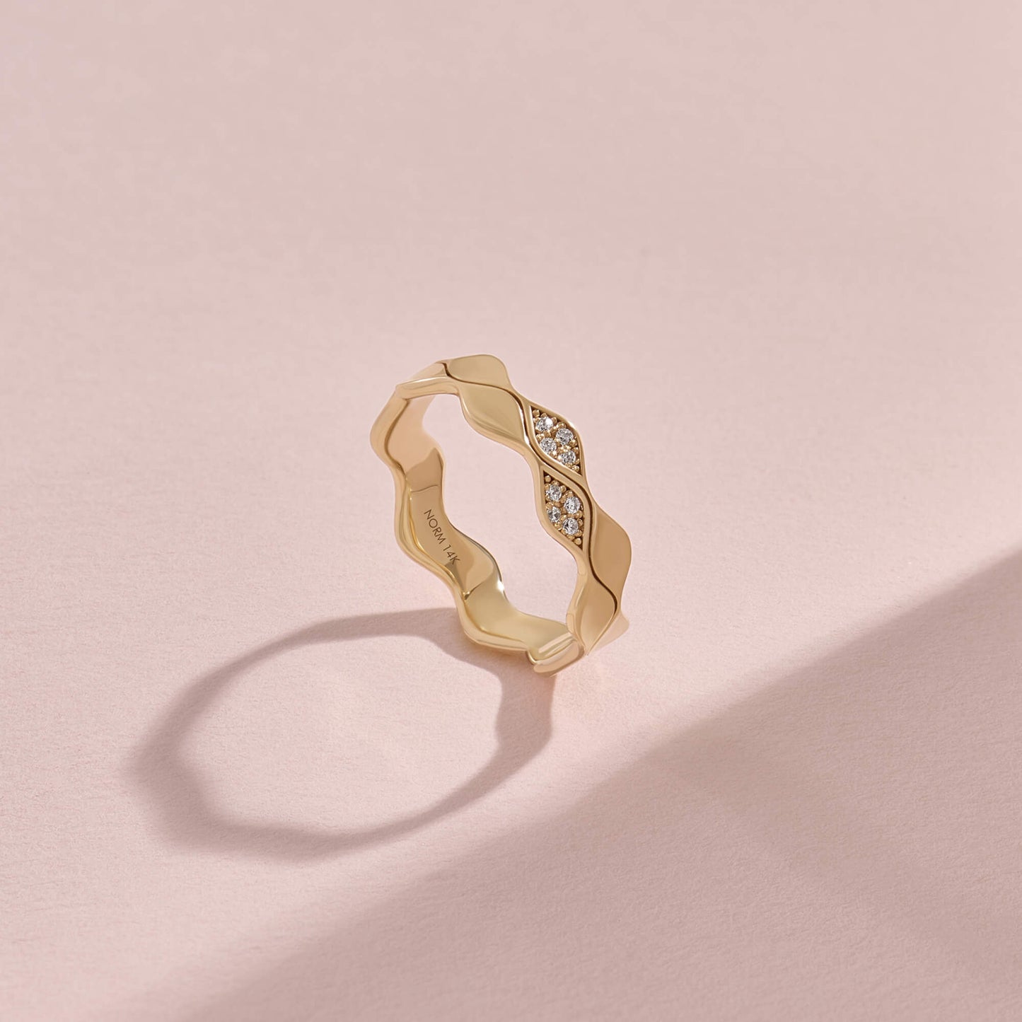 Double Wave Diamond Band Ring in Gold