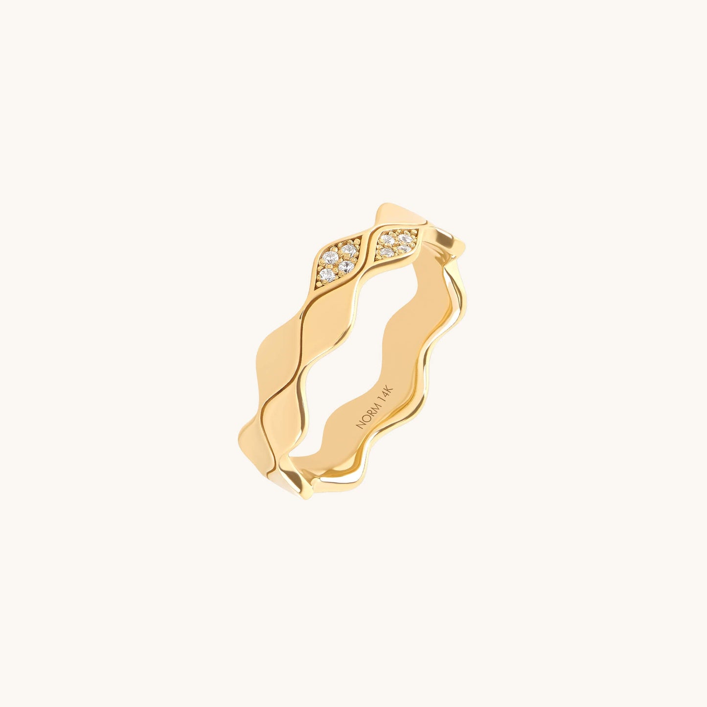 Double Wave Diamond Band Ring in Gold