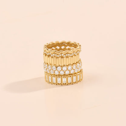 Double Wave Stacking Ring in Gold