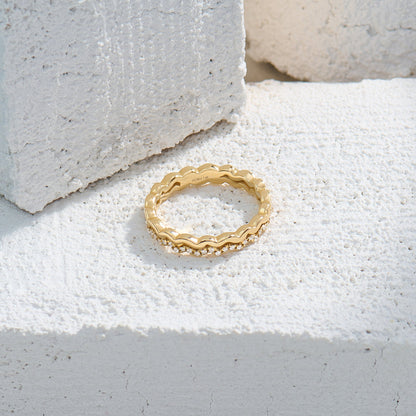 Double Wave Stacking Ring in Gold