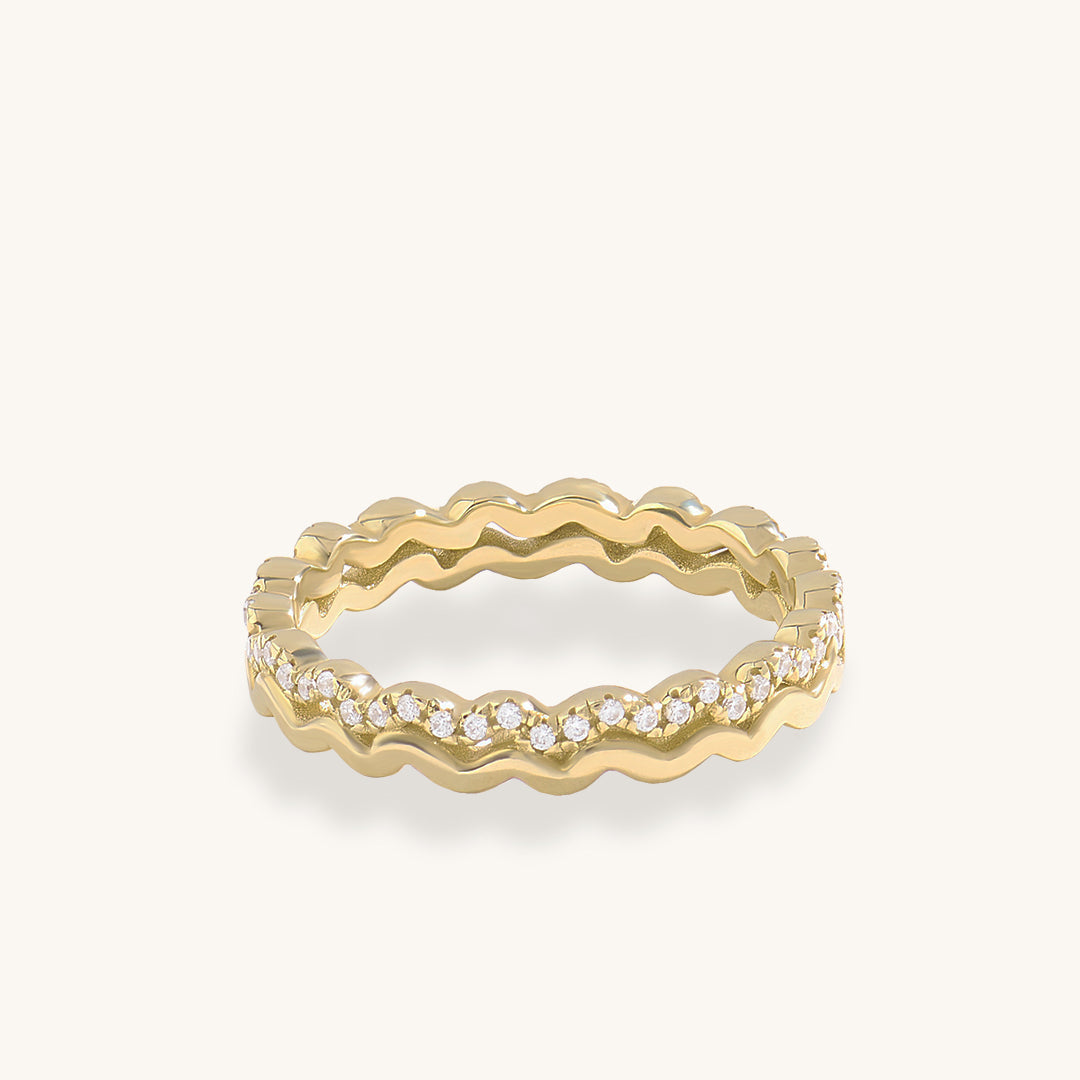 Double Wave Stacking Ring in Gold