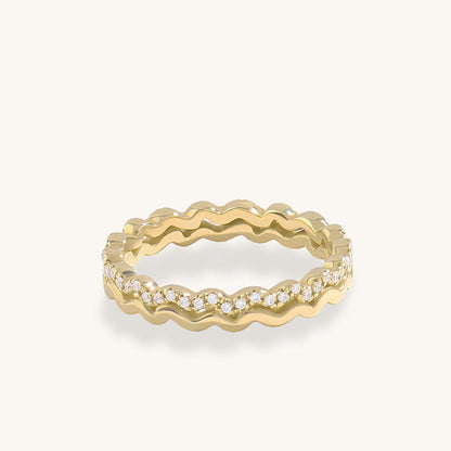 Double Wave Stacking Ring in Gold