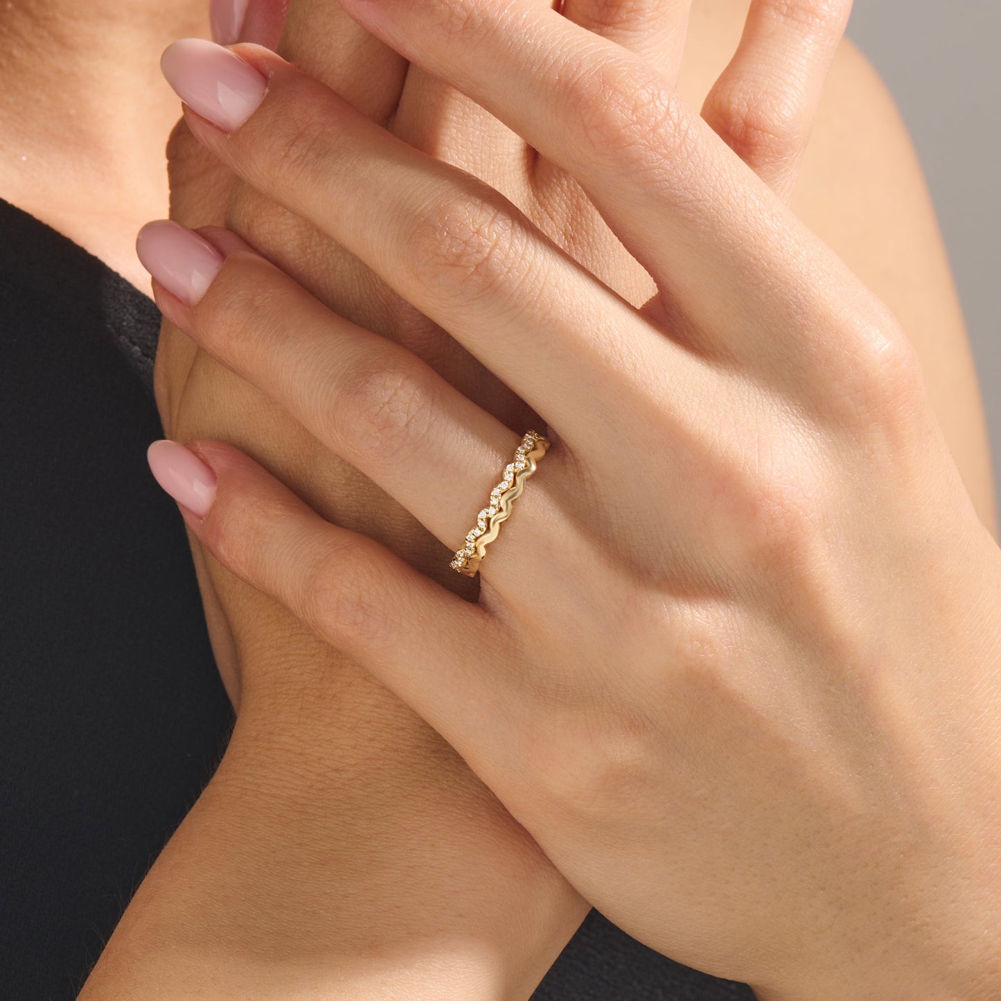 Double Wave Stacking Ring in Gold