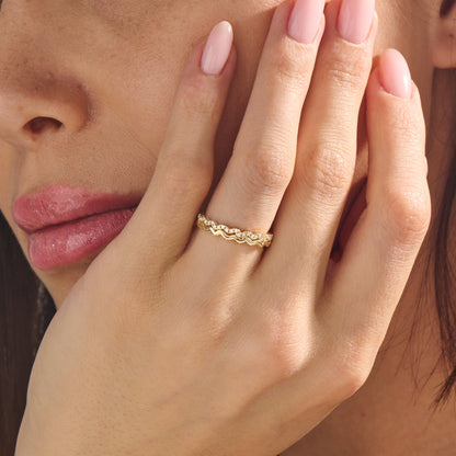 Double Wave Stacking Ring in Gold