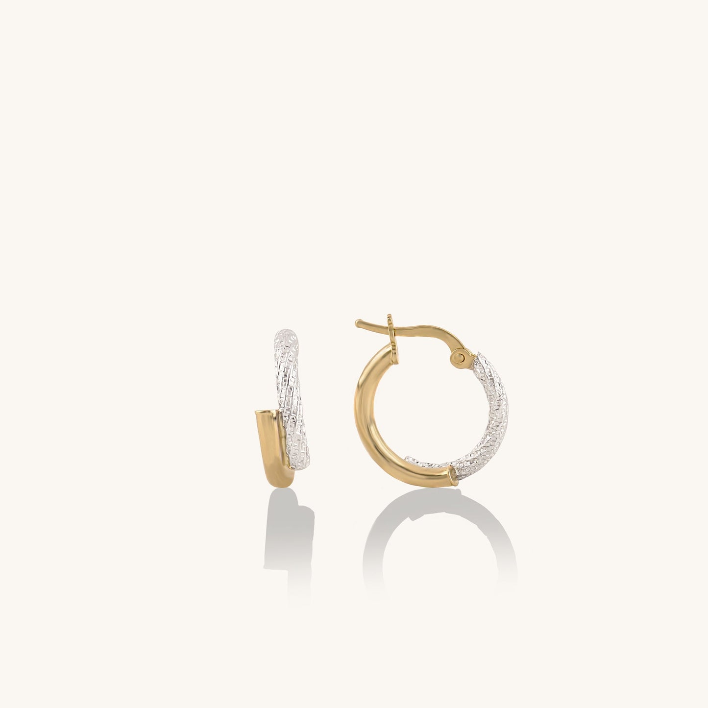 Duet Mixed Hoop Earrings in Gold
