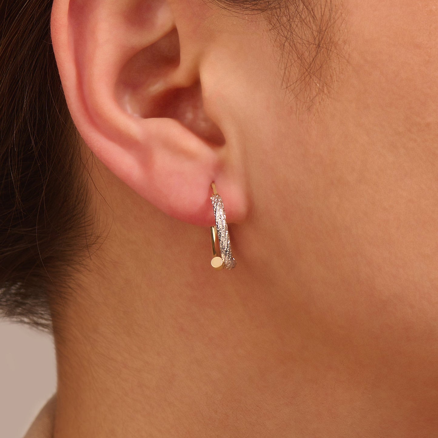 Duet Mixed Hoop Earrings in Gold