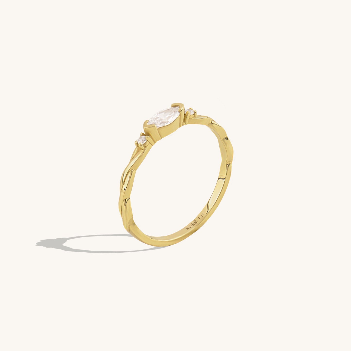 East-West Marquise Twist Ring in Gold