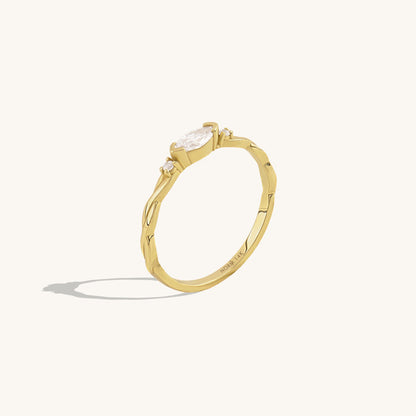 East-West Marquise Twist Ring in Gold