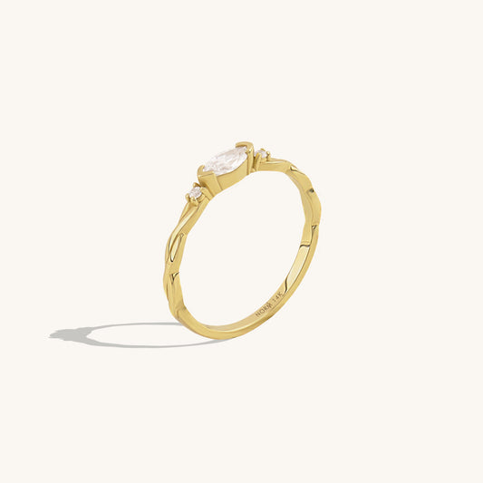 East-West Marquise Twist Ring in Gold
