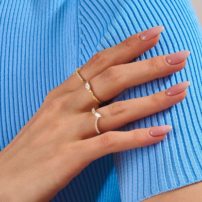 East-West Marquise Twist Ring in Gold