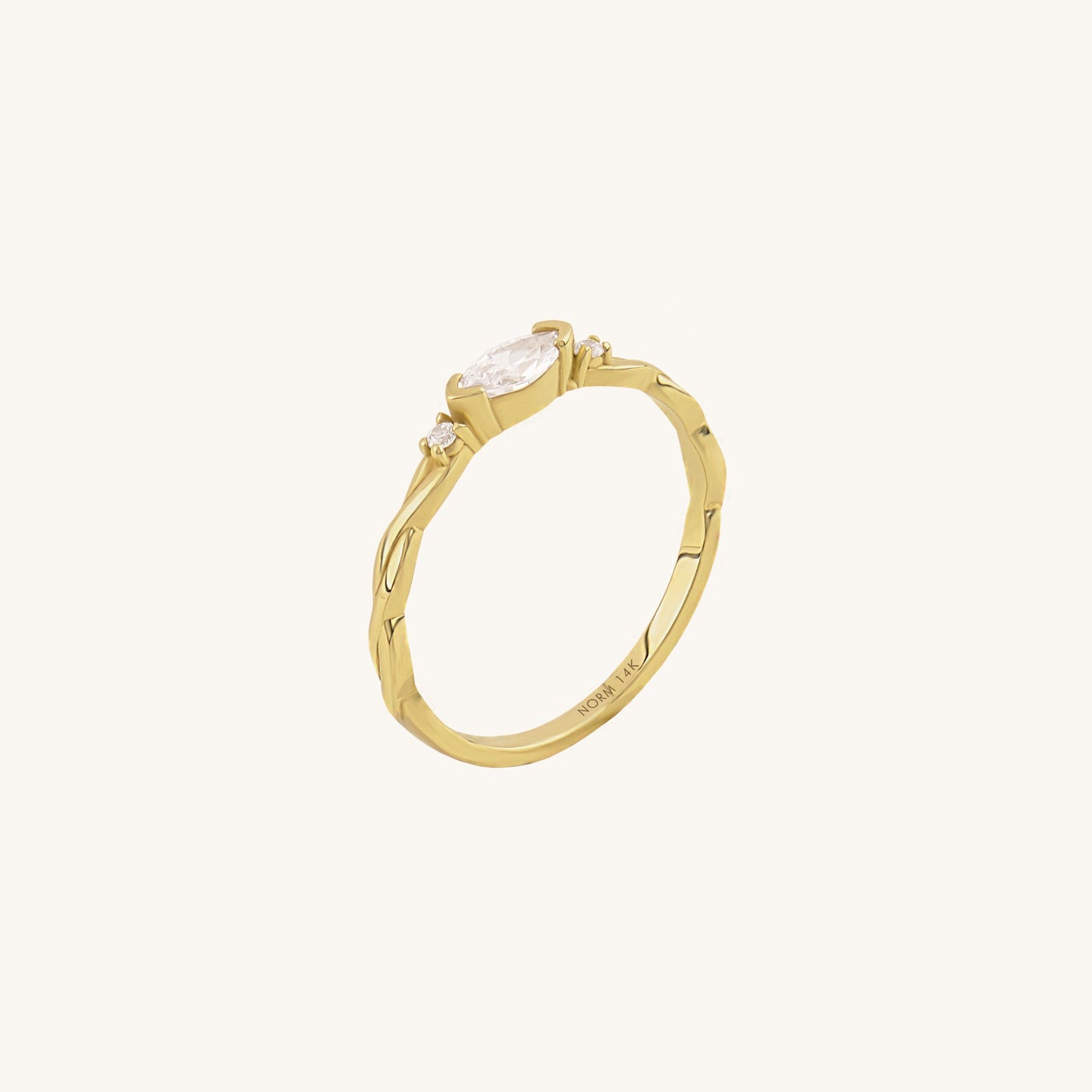 East-West Marquise Twist Ring in Gold
