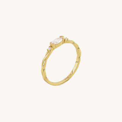 East-West Marquise Twist Ring in Gold