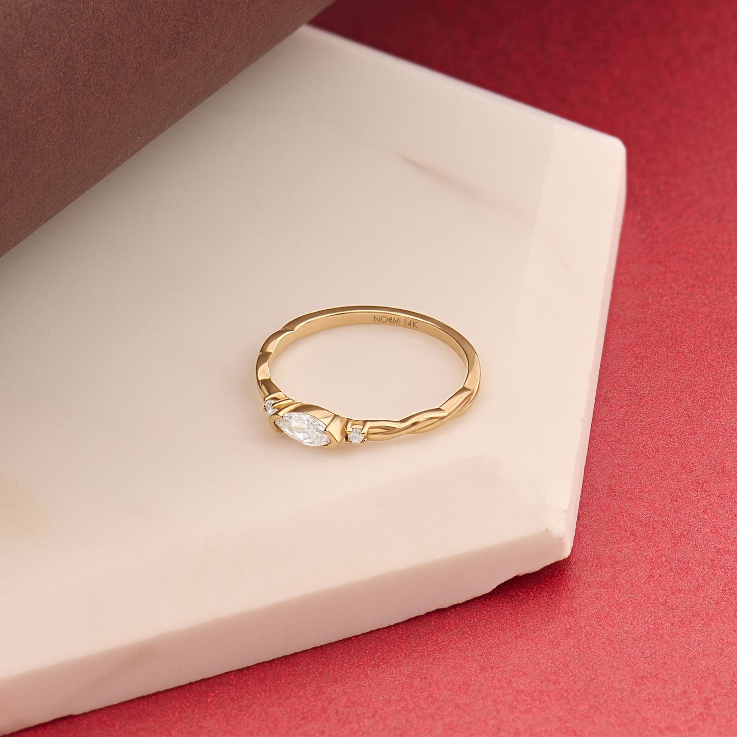 East-West Marquise Twist Ring in Gold