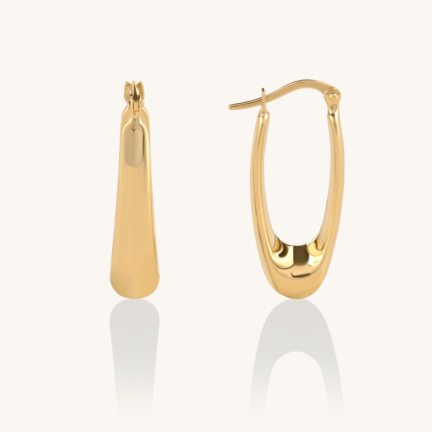 Elongated Hoop Earrings in Gold