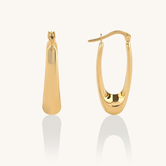 Elongated Hoop Earrings in Gold