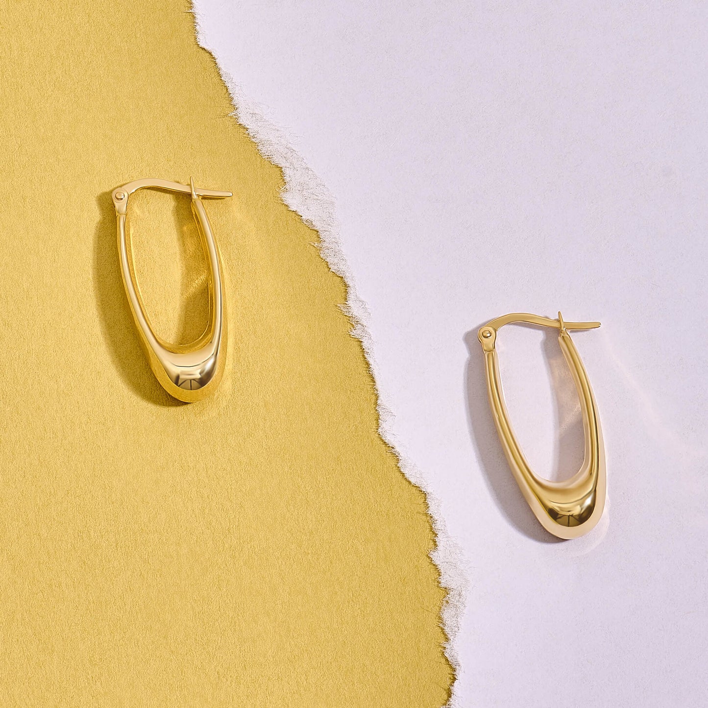 Elongated Hoop Earrings in Gold