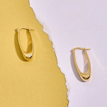 Elongated Hoop Earrings in Gold