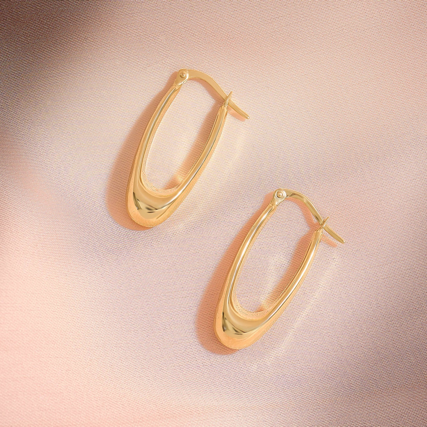 Elongated Hoop Earrings in Gold