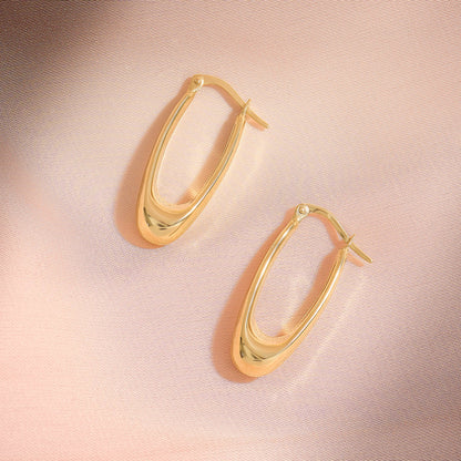 Elongated Hoop Earrings in Gold