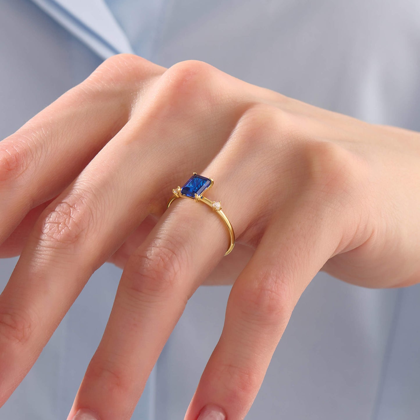 Emerald-Cut Sapphire Ring - Gold Vermeil