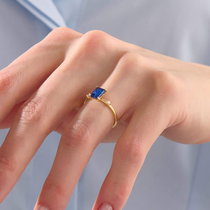 Emerald-Cut Sapphire Ring - Gold Vermeil