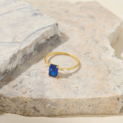 Emerald-Cut Sapphire Ring - Gold Vermeil