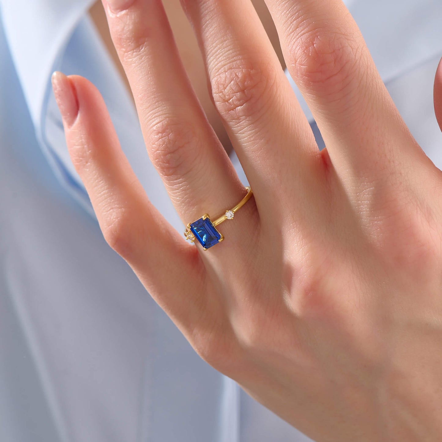 Emerald-Cut Sapphire Ring - Gold Vermeil