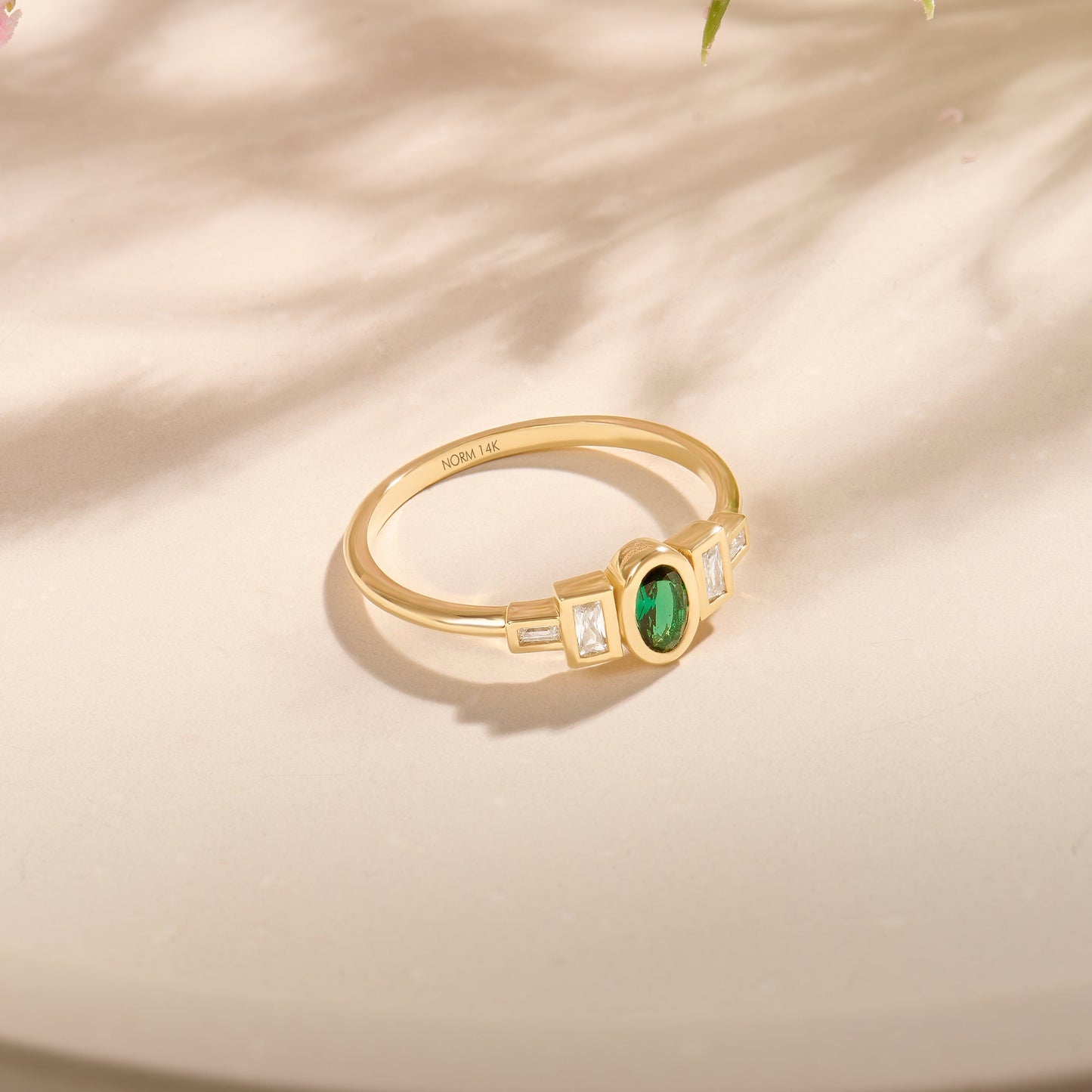 Emerald Bezel Art Deco Ring in Gold