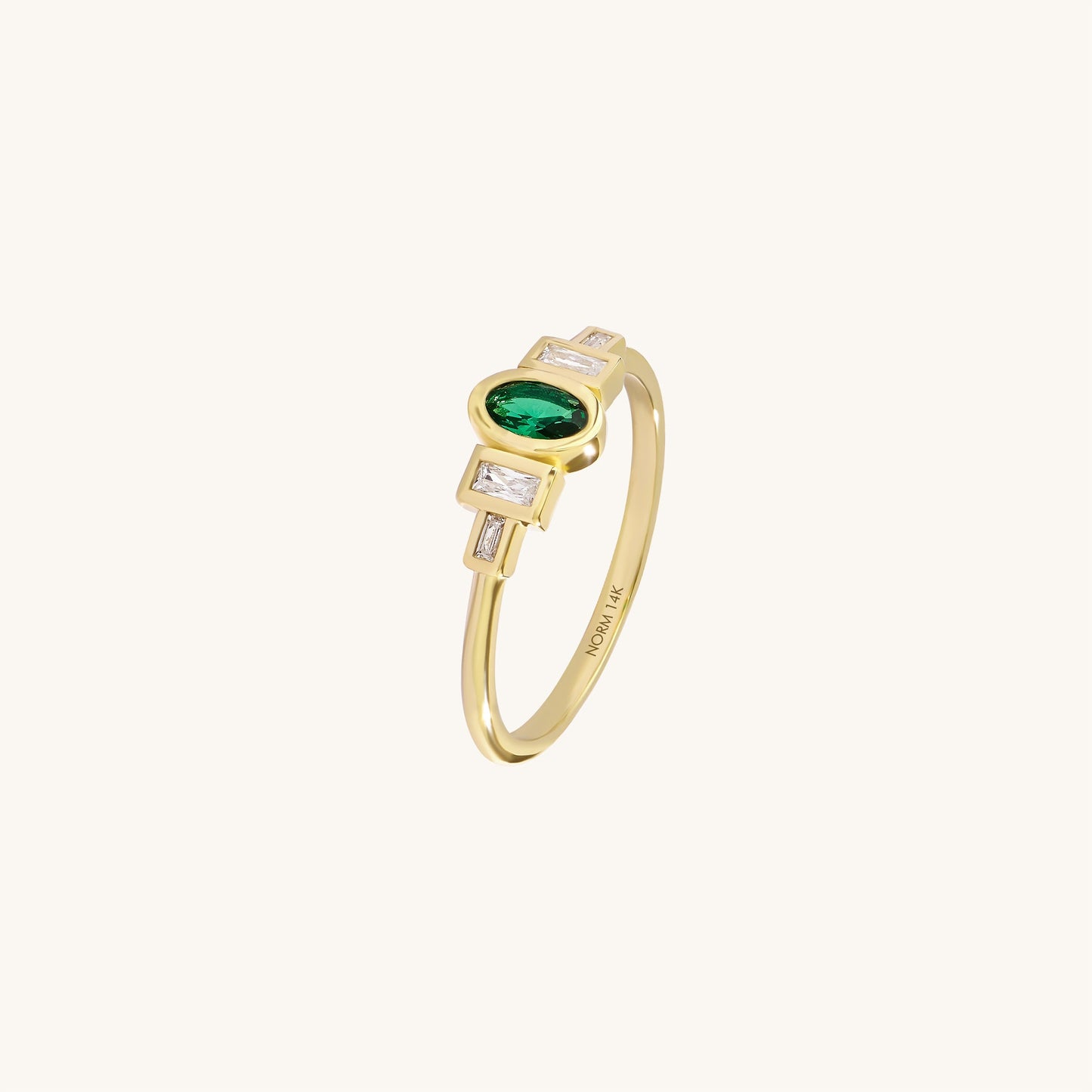 Emerald Bezel Art Deco Ring in Gold