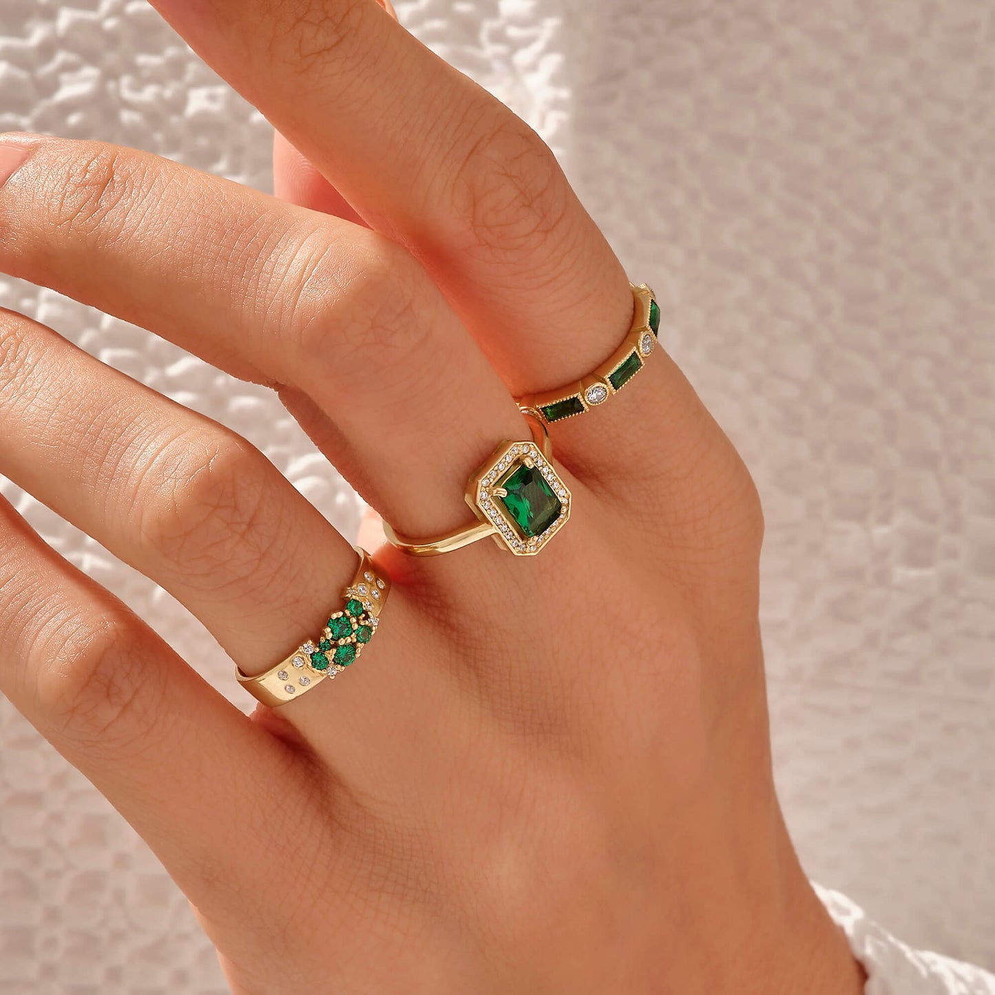 Emerald Cluster Band Ring in Gold