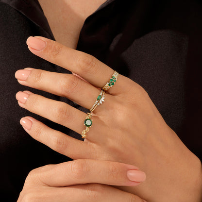 Emerald Cluster Band Ring in Gold