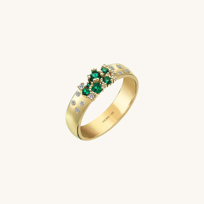 Emerald Cluster Band Ring in Gold