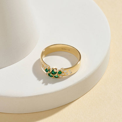 Emerald Cluster Band Ring in Gold