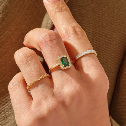 Emerald Halo Engagement Ring in Gold