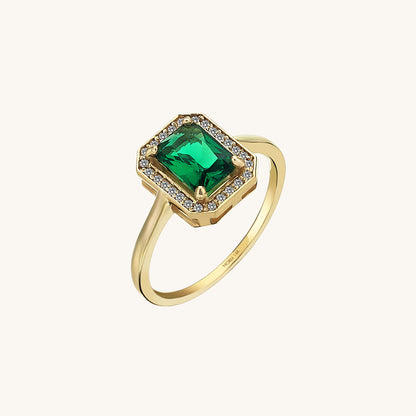 Emerald Halo Engagement Ring in Gold