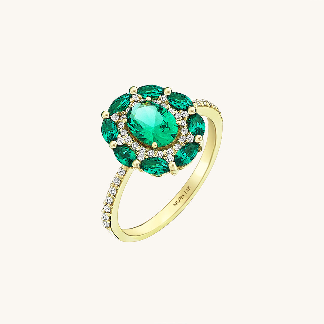 Emerald Floral Ring in Gold