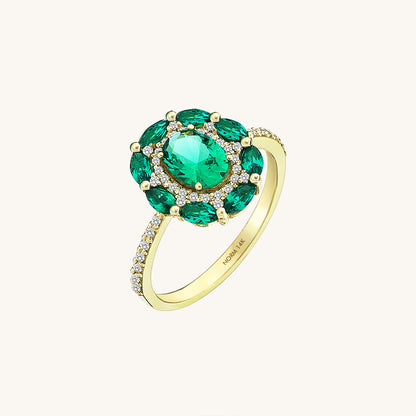 Emerald Floral Ring in Gold