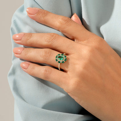 Emerald Floral Ring in Gold